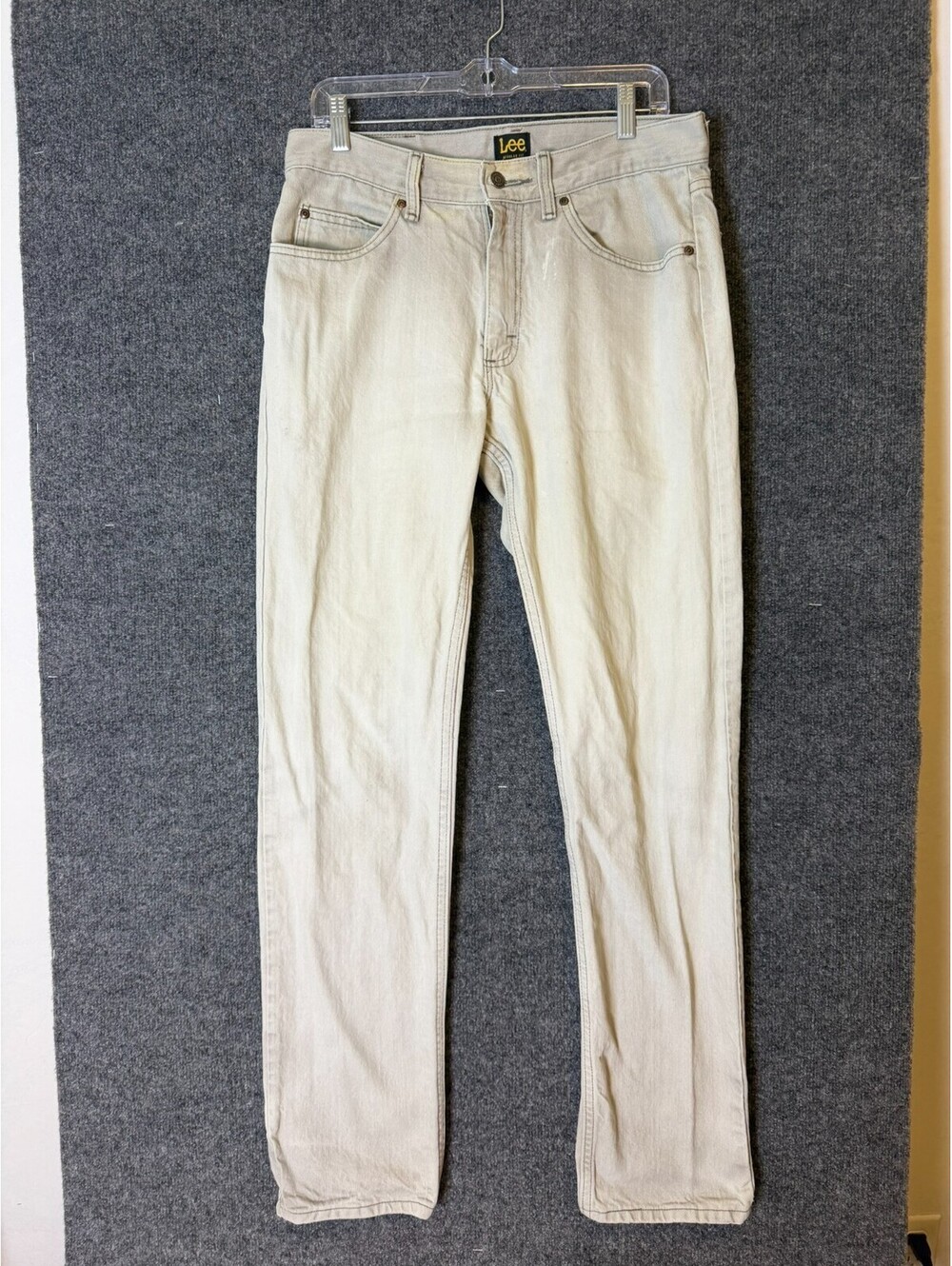 Lee Regular Fit Jeans Mens Light Khaki Beige Tan Denim Pants Straight Leg 32x34